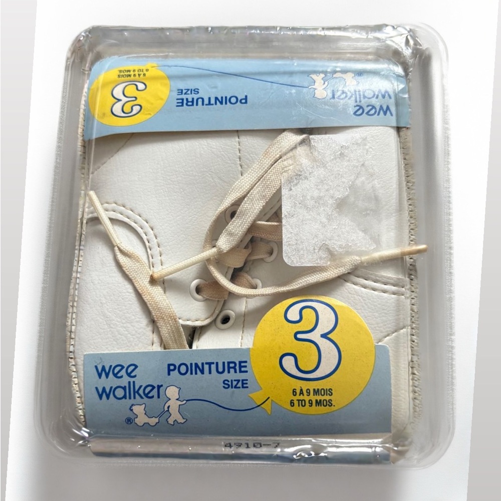 Vintage Wee Walker Baby Shoes Size 3 (6-9 Months) White Leather